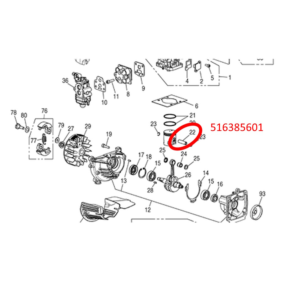 Husqvarna Rp_pin, Piston Part # 516385601 for Red Max and Husqvarna Trimmer Edgers