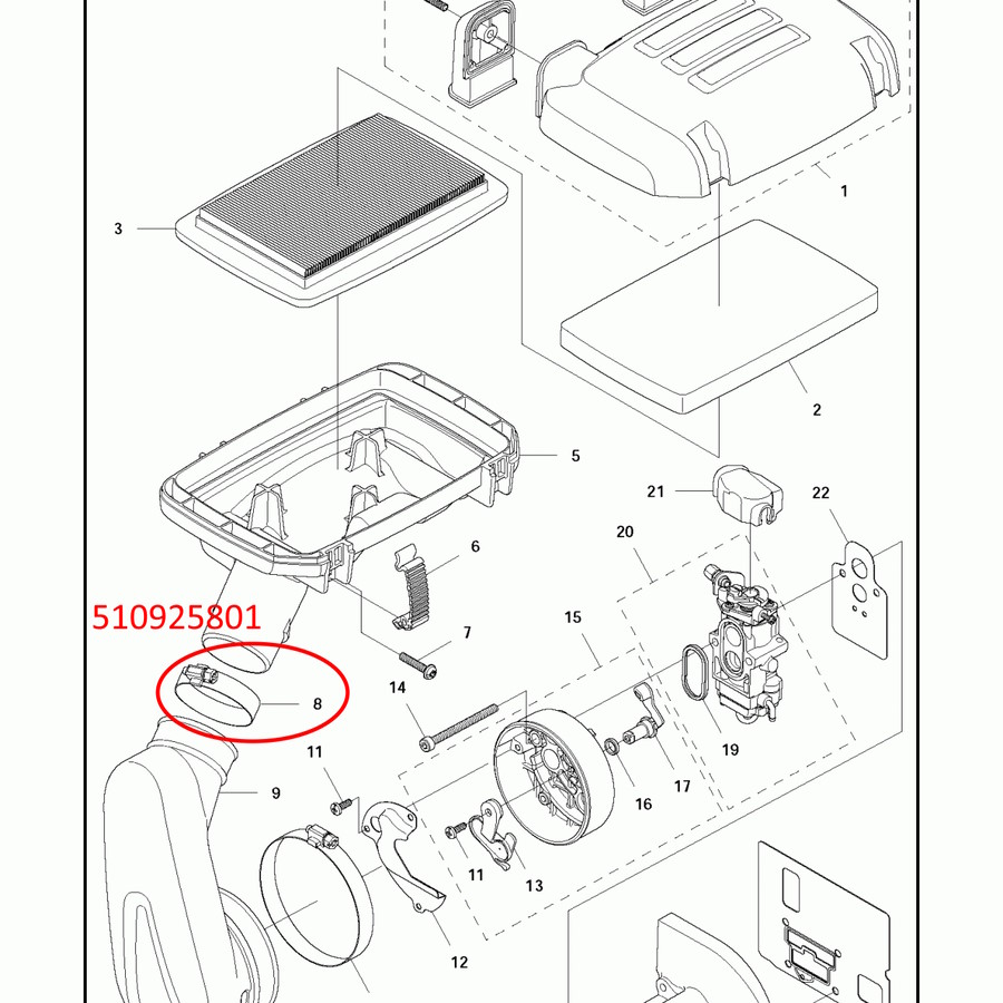 Husqvarna Clamp Part # 510925801 for Red Max & Husqvarna Blowers